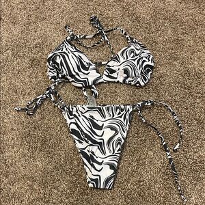 Black and White Swirl Bikini Set